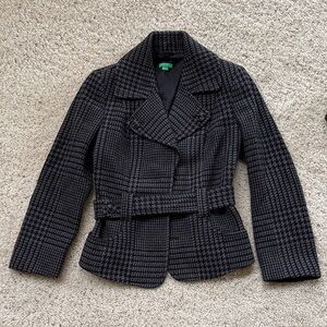 United Colors Of Benetton Black Checkered Blazer